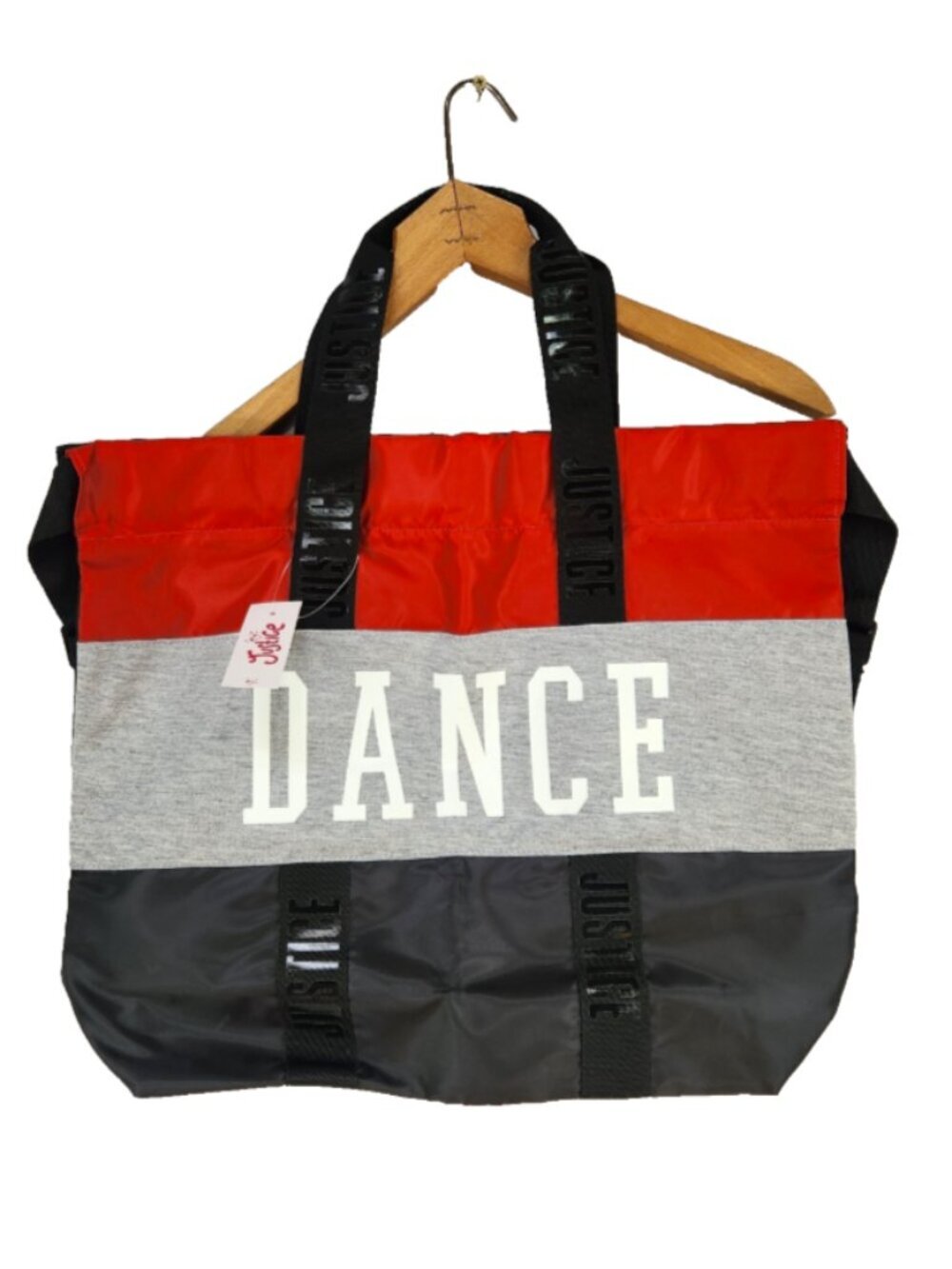 Justice Dance Tote Bag Black Red Gray 18 in x 15 in MSRP 26.95